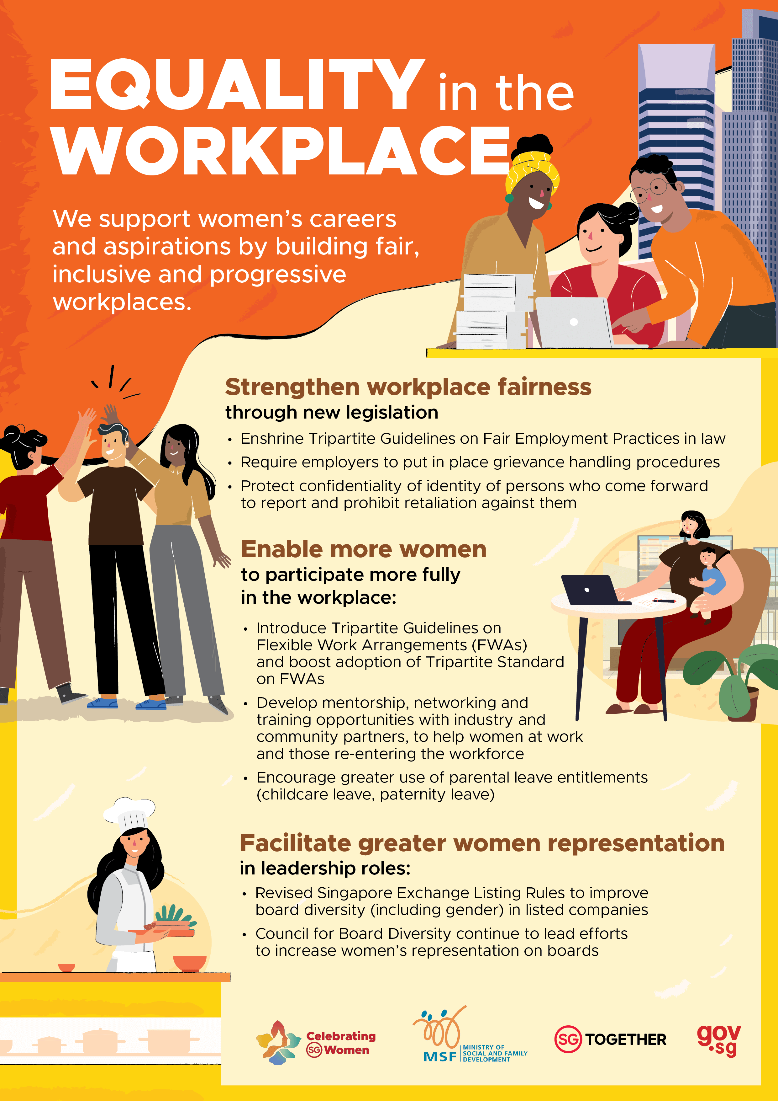 Equality in the workplace: we support women's careers and aspirations by building fair, inclusive and progressive workplaces.