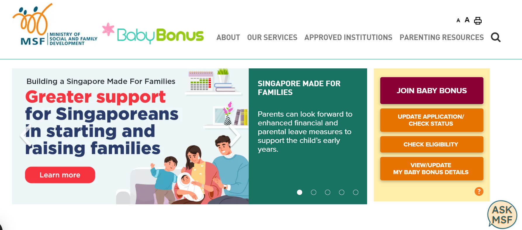 Baby Bonus Website